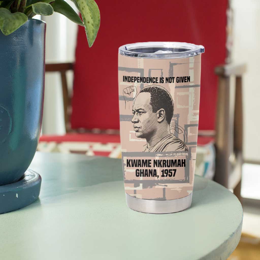 Kwame Nkrumah Tumbler Cup with Raised Fist Design and Independence Quote Ghana 1957 Tribute - African Pride