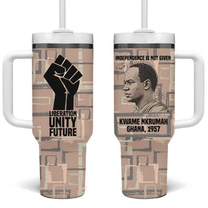 Kwame Nkrumah Tumbler With Handle with Raised Fist Design and Independence Quote Ghana 1957 Tribute - African Pride