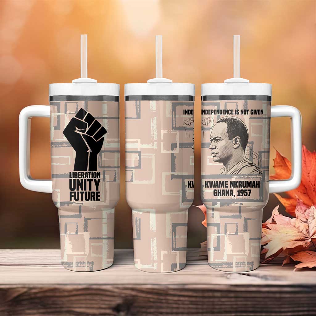 Kwame Nkrumah Tumbler With Handle with Raised Fist Design and Independence Quote Ghana 1957 Tribute - African Pride