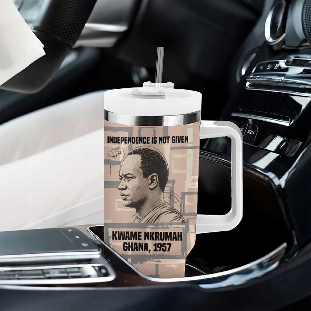 Kwame Nkrumah Tumbler With Handle with Raised Fist Design and Independence Quote Ghana 1957 Tribute - African Pride