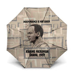 Kwame Nkrumah Umbrella with Raised Fist Design and Independence Quote Ghana 1957 Tribute - African Pride