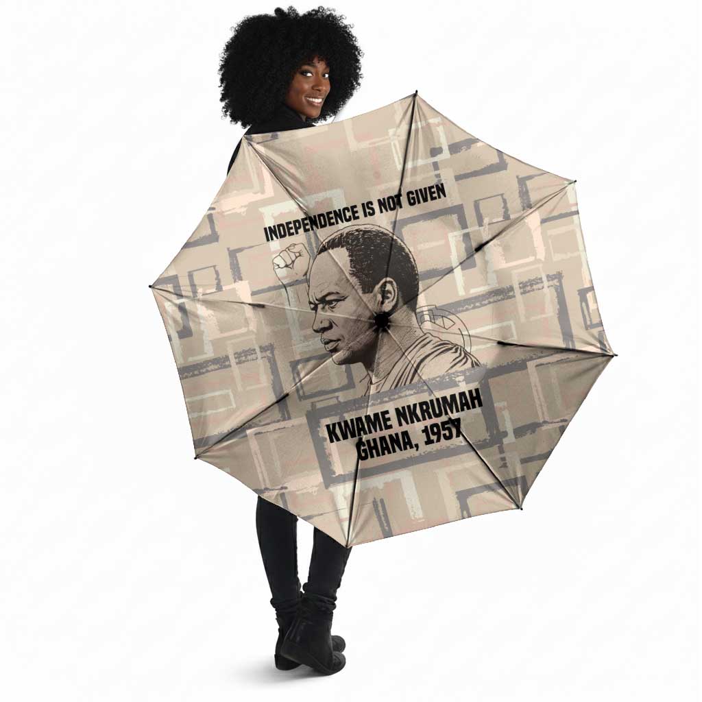 Kwame Nkrumah Umbrella with Raised Fist Design and Independence Quote Ghana 1957 Tribute - African Pride