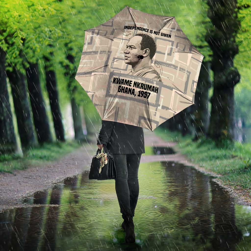 Kwame Nkrumah Umbrella with Raised Fist Design and Independence Quote Ghana 1957 Tribute - African Pride