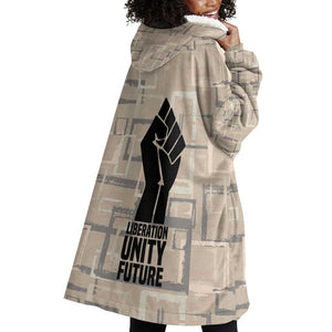 Kwame Nkrumah Wearable Blanket Hoodie with Raised Fist Design and Independence Quote Ghana 1957 Tribute - African Pride
