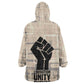 Kwame Nkrumah Wearable Blanket Hoodie with Raised Fist Design and Independence Quote Ghana 1957 Tribute - African Pride