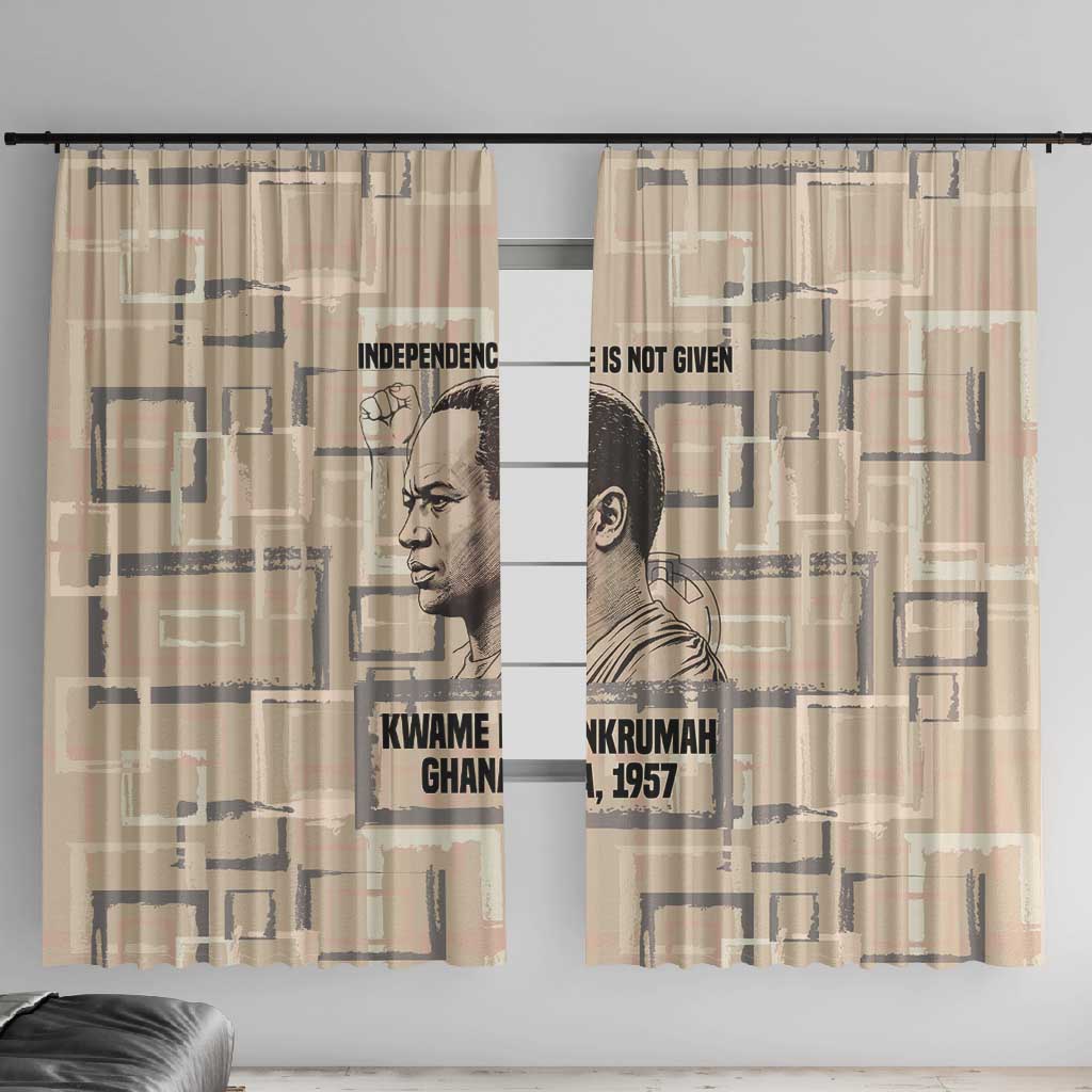 Kwame Nkrumah Window Curtain with Raised Fist Design and Independence Quote Ghana 1957 Tribute - African Pride