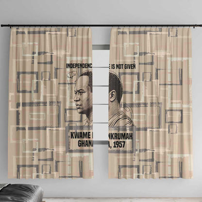 Kwame Nkrumah Window Curtain with Raised Fist Design and Independence Quote Ghana 1957 Tribute - African Pride