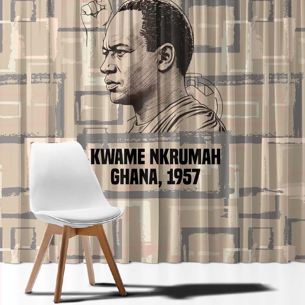 Kwame Nkrumah Window Curtain with Raised Fist Design and Independence Quote Ghana 1957 Tribute - African Pride