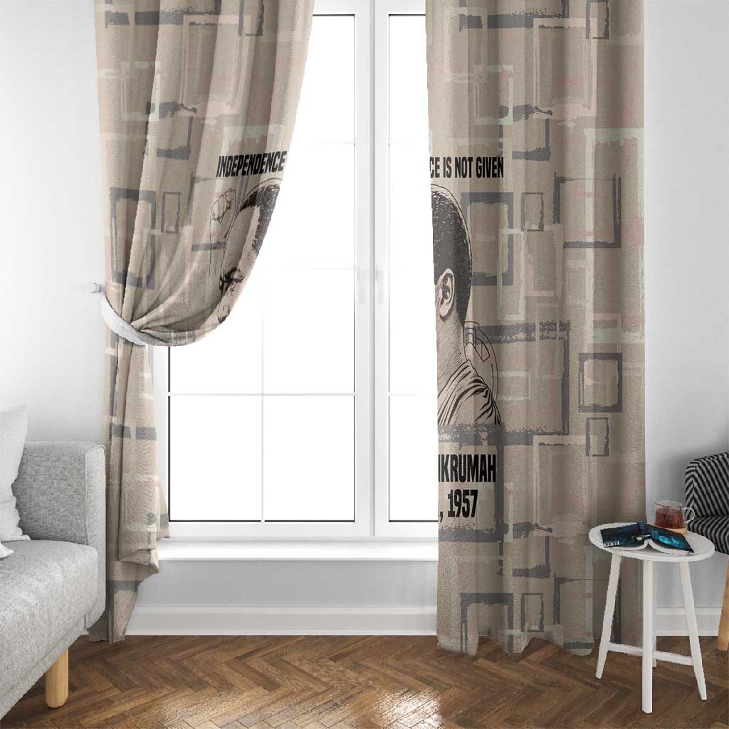 Kwame Nkrumah Window Curtain with Raised Fist Design and Independence Quote Ghana 1957 Tribute - African Pride
