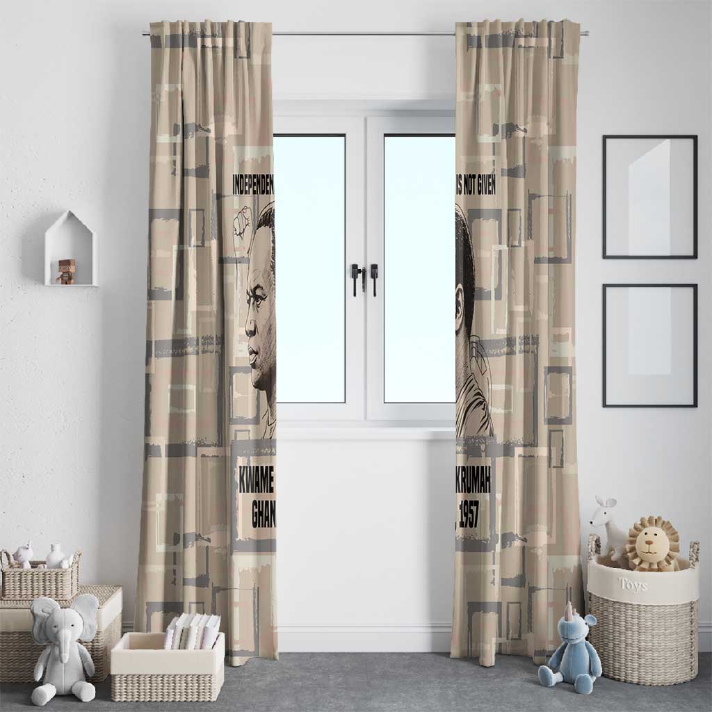 Kwame Nkrumah Window Curtain with Raised Fist Design and Independence Quote Ghana 1957 Tribute - African Pride