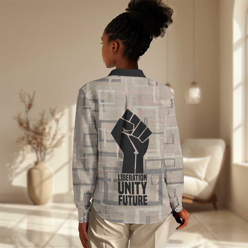 Kwame Nkrumah Women Casual Shirt with Raised Fist Design and Independence Quote Ghana 1957 Tribute - African Pride
