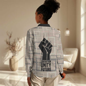 Kwame Nkrumah Women Casual Shirt with Raised Fist Design and Independence Quote Ghana 1957 Tribute - African Pride