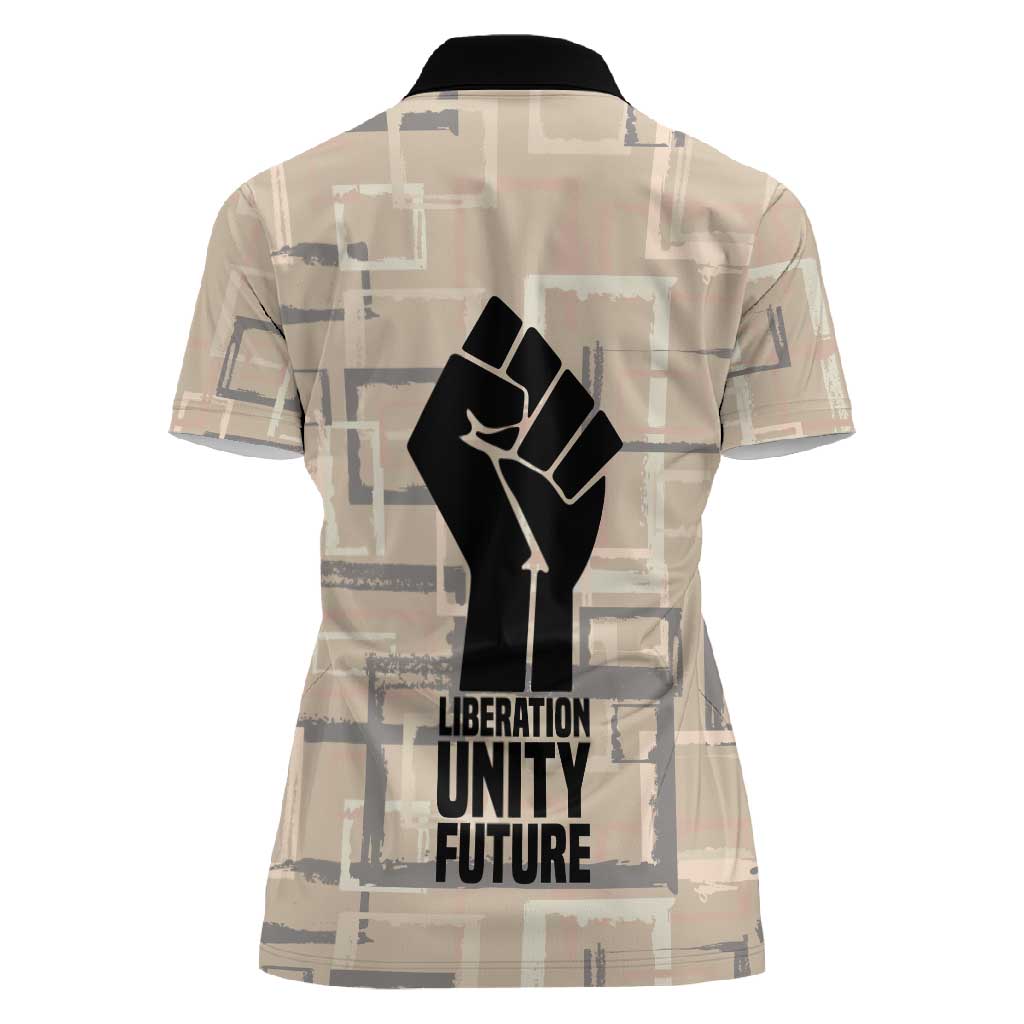Kwame Nkrumah Women Polo Shirt with Raised Fist Design and Independence Quote Ghana 1957 Tribute - African Pride