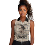 Kwame Nkrumah Women Sleeveless Polo Shirt with Raised Fist Design and Independence Quote Ghana 1957 Tribute - African Pride