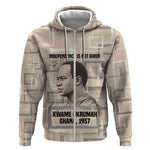 Kwame Nkrumah Zip Hoodie with Raised Fist Design and Independence Quote Ghana 1957 Tribute - African Pride