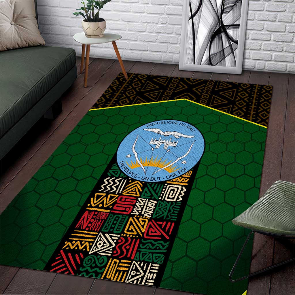 Mali Map Area Rug Vulture in Gliding Flight - African Patterns Design