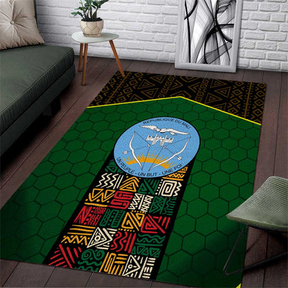 Mali Map Area Rug Vulture in Gliding Flight - African Patterns Design