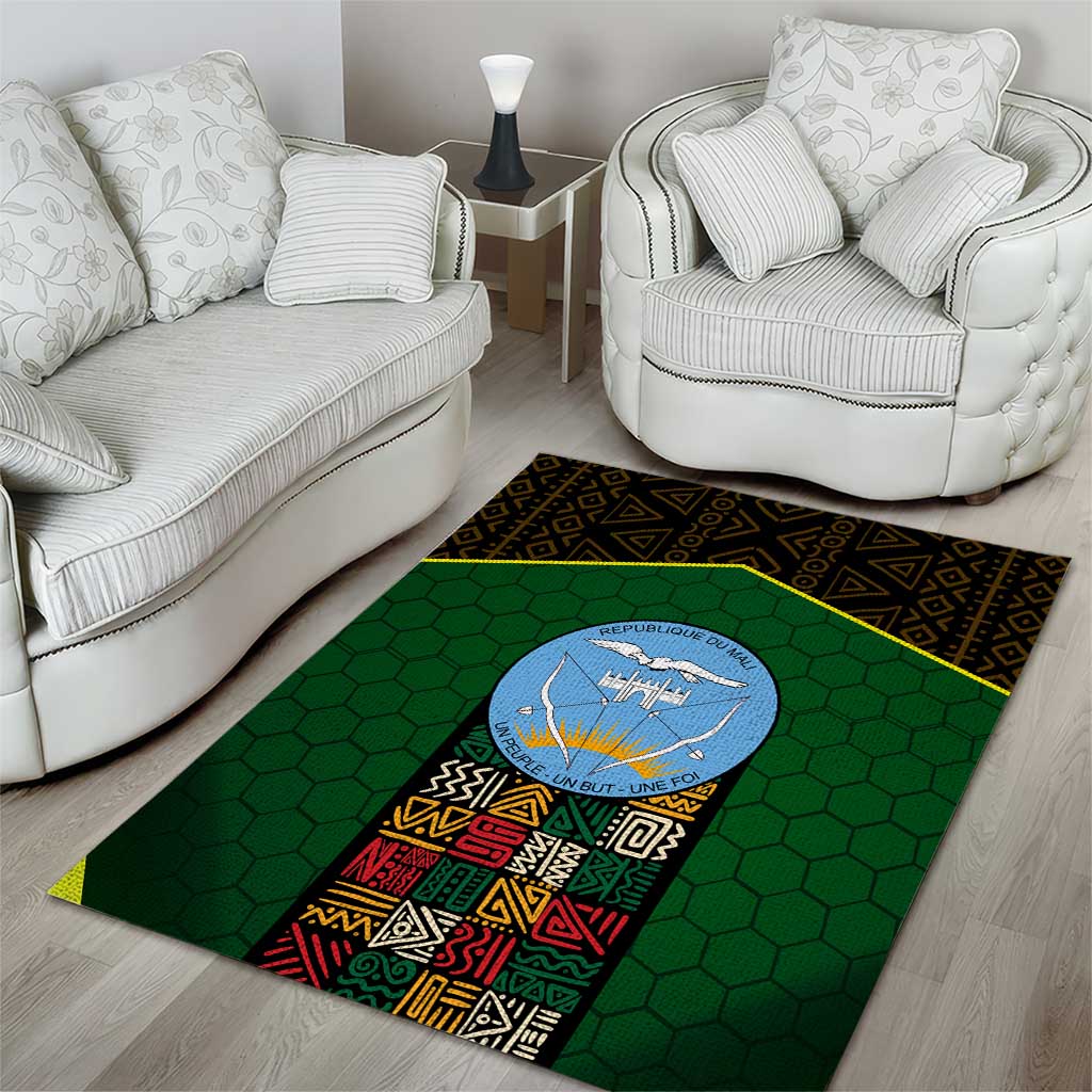 Mali Map Area Rug Vulture in Gliding Flight - African Patterns Design