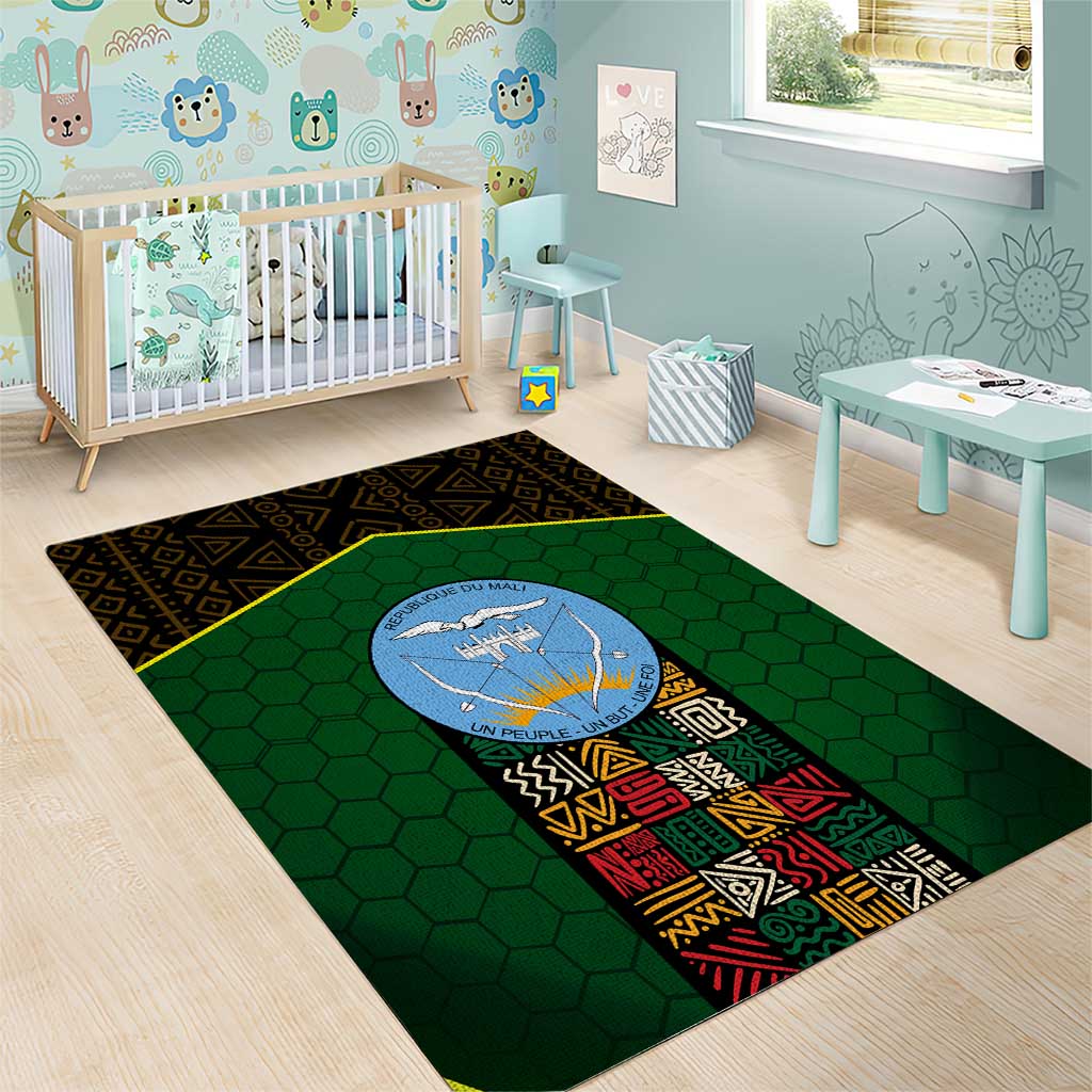 Mali Map Area Rug Vulture in Gliding Flight - African Patterns Design