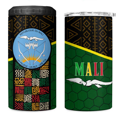 Mali Map 4 in 1 Can Cooler Tumbler Vulture in Gliding Flight - African Patterns Design