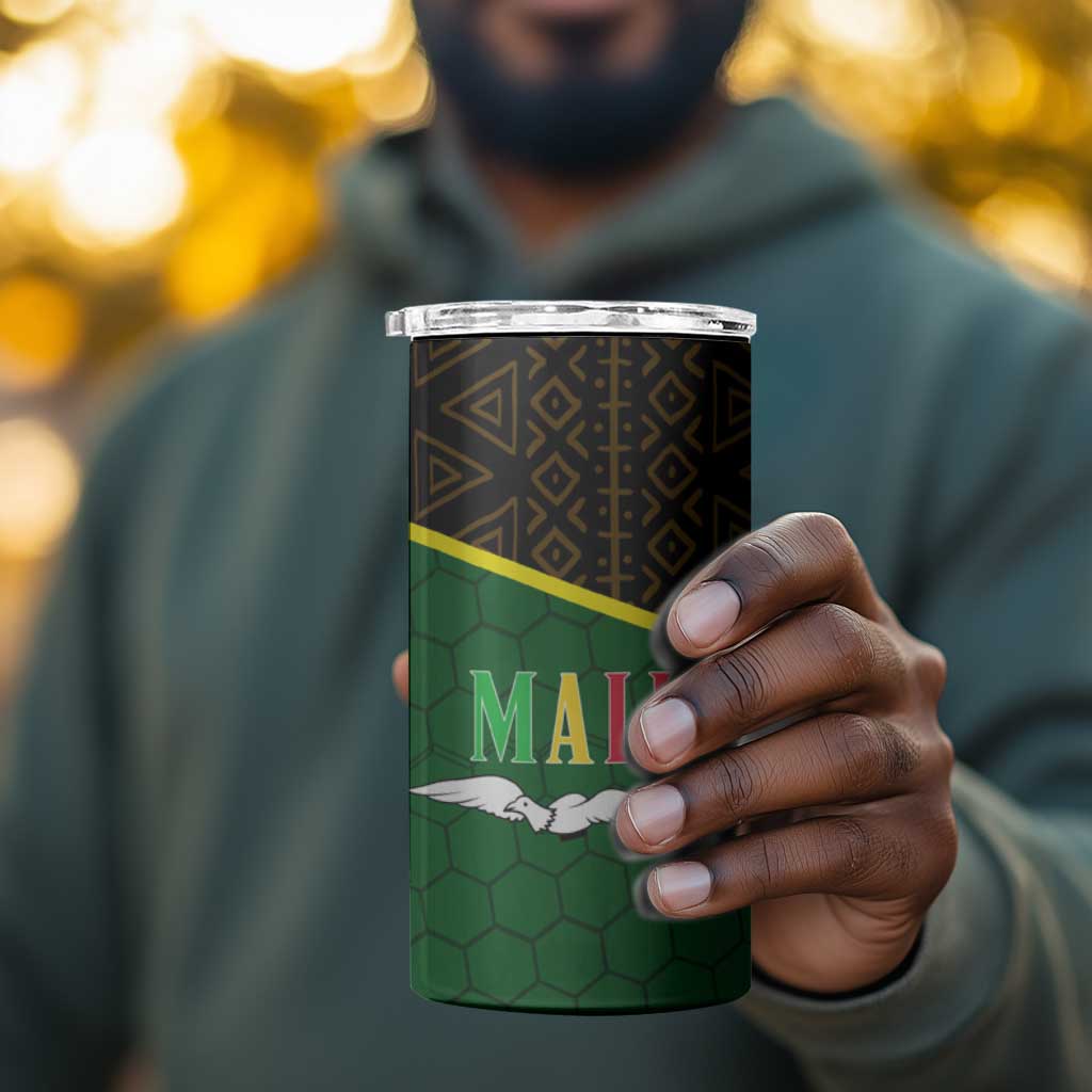 Mali Map 4 in 1 Can Cooler Tumbler Vulture in Gliding Flight - African Patterns Design