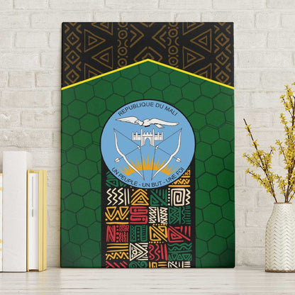 Mali Map Canvas Wall Art Vulture in Gliding Flight - African Patterns Design