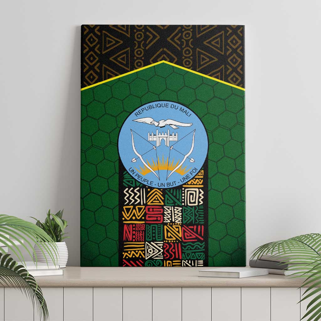 Mali Map Canvas Wall Art Vulture in Gliding Flight - African Patterns Design