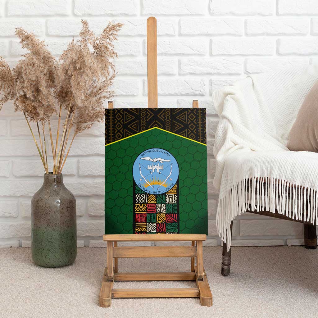Mali Map Canvas Wall Art Vulture in Gliding Flight - African Patterns Design