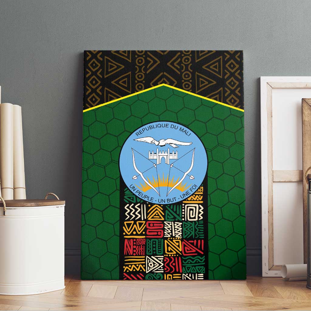 Mali Map Canvas Wall Art Vulture in Gliding Flight - African Patterns Design