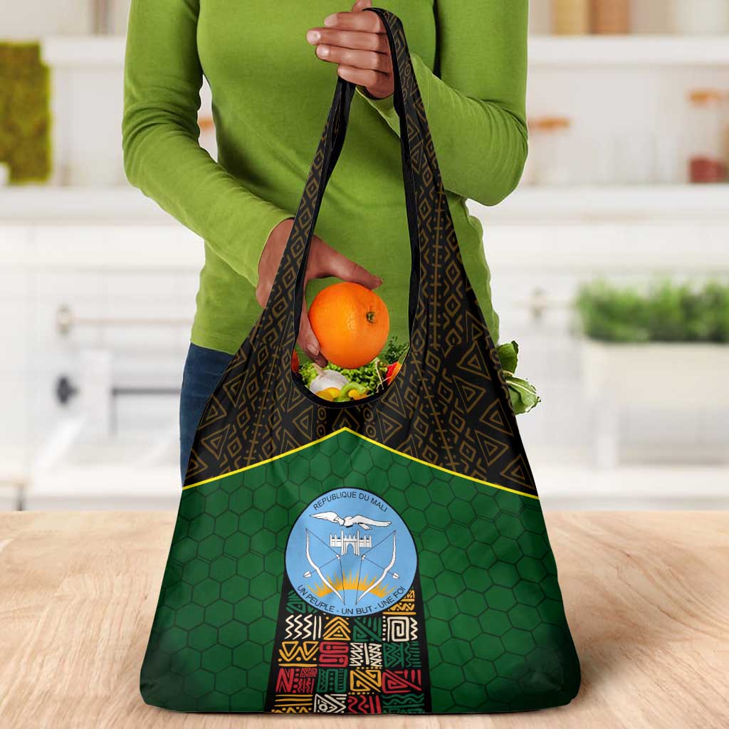 Mali Map Grocery Bag Vulture in Gliding Flight - African Patterns Design