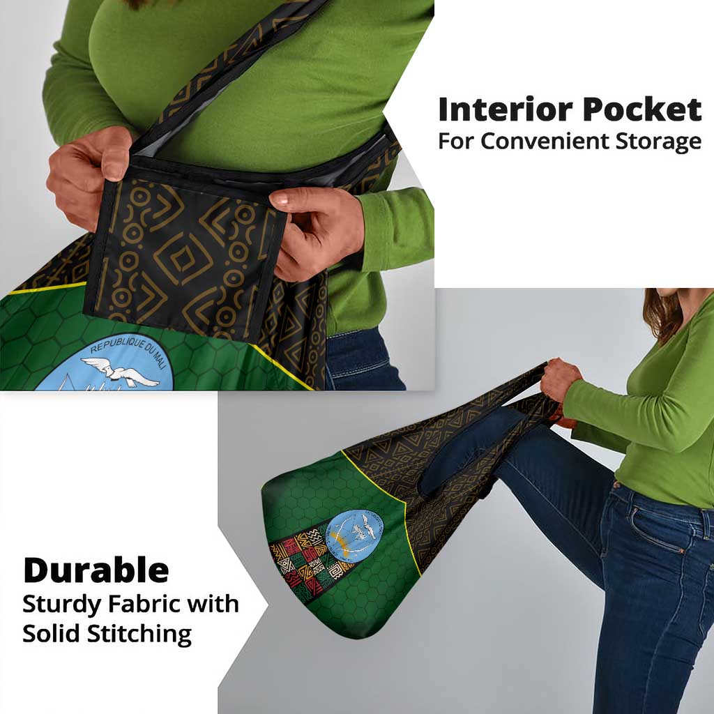 Mali Map Grocery Bag Vulture in Gliding Flight - African Patterns Design