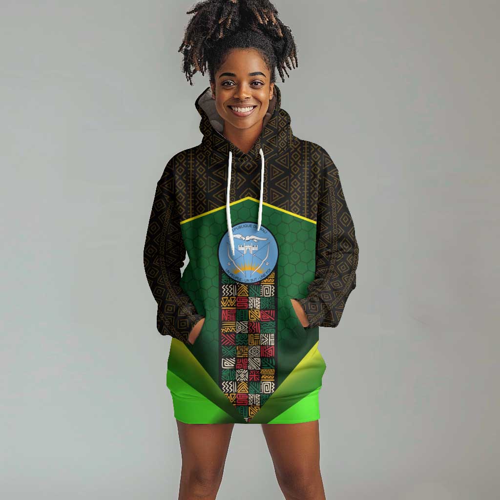 Mali Map Hoodie Dress Vulture in Gliding Flight - African Patterns Design