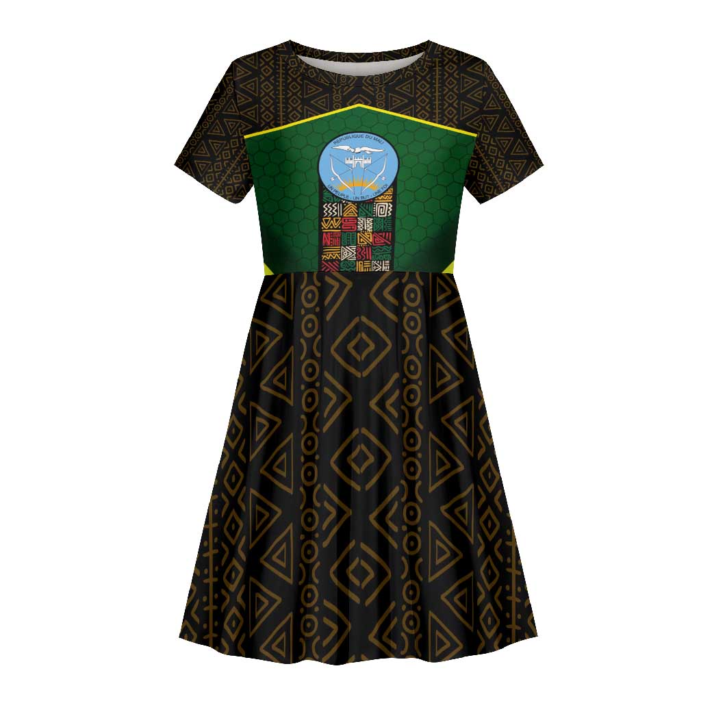Mali Map Kid Short Sleeve Dress Vulture in Gliding Flight - African Patterns Design
