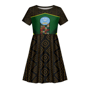 Mali Map Kid Short Sleeve Dress Vulture in Gliding Flight - African Patterns Design
