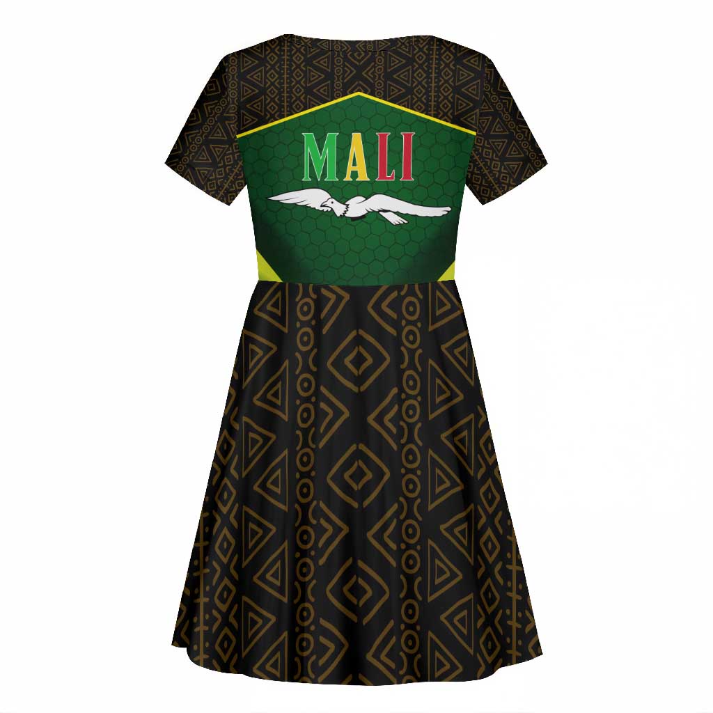 Mali Map Kid Short Sleeve Dress Vulture in Gliding Flight - African Patterns Design