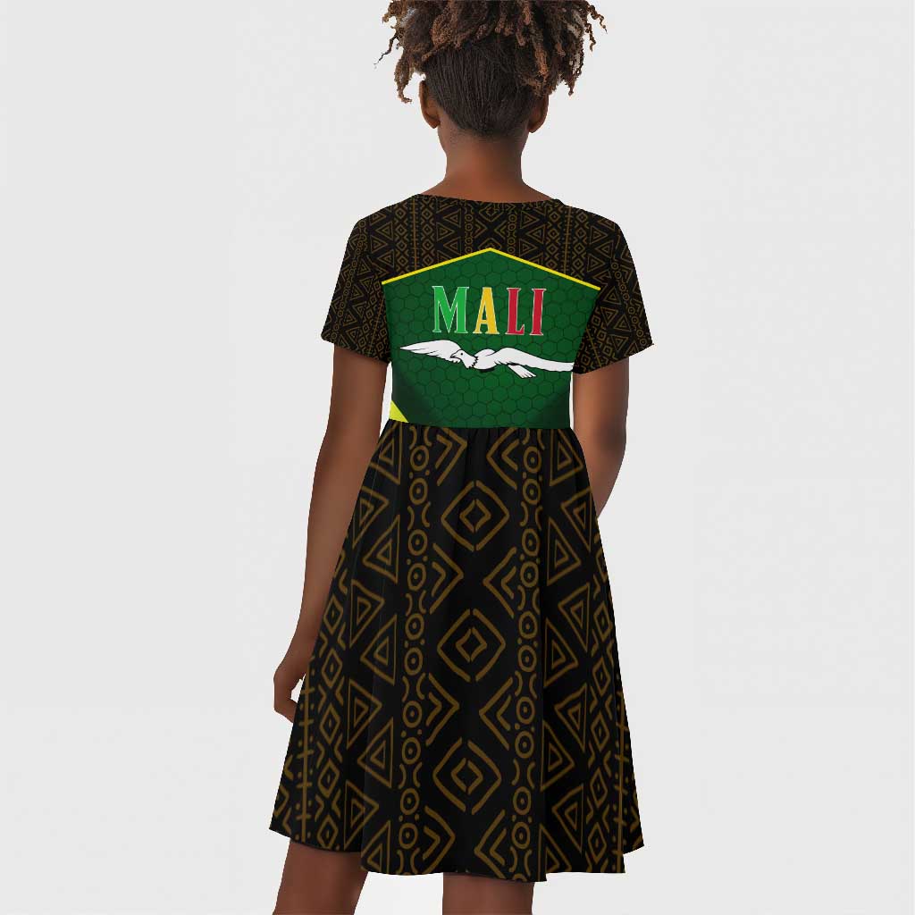 Mali Map Kid Short Sleeve Dress Vulture in Gliding Flight - African Patterns Design