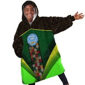 Mali Map Kid Wearable Blanket Hoodie Vulture in Gliding Flight - African Patterns Design