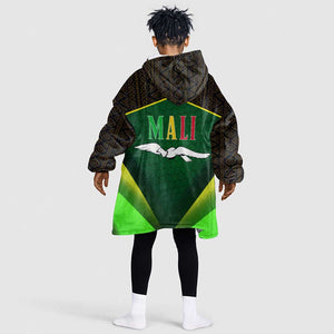 Mali Map Kid Wearable Blanket Hoodie Vulture in Gliding Flight - African Patterns Design