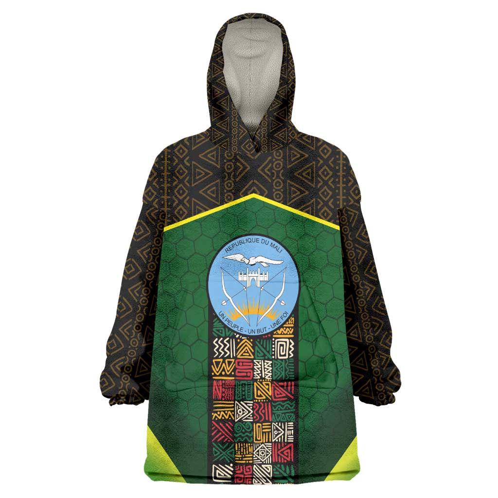 Mali Map Kid Wearable Blanket Hoodie Vulture in Gliding Flight - African Patterns Design