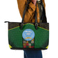 Mali Map Leather Tote Bag Vulture in Gliding Flight - African Patterns Design