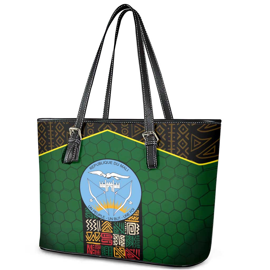 Mali Map Leather Tote Bag Vulture in Gliding Flight - African Patterns Design