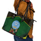 Mali Map Leather Tote Bag Vulture in Gliding Flight - African Patterns Design