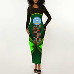 Mali Map Long Sleeve Bodycon Dress Vulture in Gliding Flight - African Patterns Design TS04