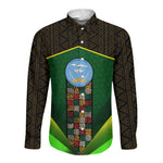 Mali Map Long Sleeve Button Shirt Vulture in Gliding Flight - African Patterns Design