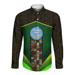 Mali Map Long Sleeve Button Shirt Vulture in Gliding Flight - African Patterns Design