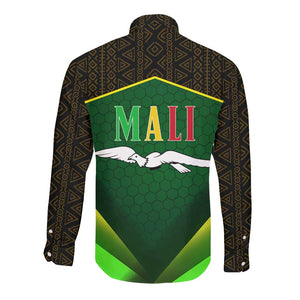 Mali Map Long Sleeve Button Shirt Vulture in Gliding Flight - African Patterns Design