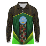 Mali Map Long Sleeve Polo Shirt Vulture in Gliding Flight - African Patterns Design