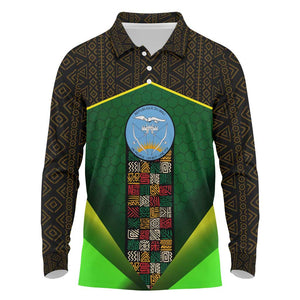 Mali Map Long Sleeve Polo Shirt Vulture in Gliding Flight - African Patterns Design