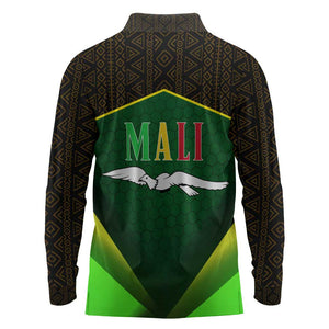 Mali Map Long Sleeve Polo Shirt Vulture in Gliding Flight - African Patterns Design