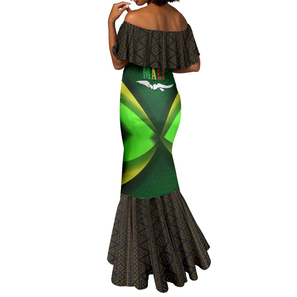 Mali Map Mermaid Dress Vulture in Gliding Flight - African Patterns Design